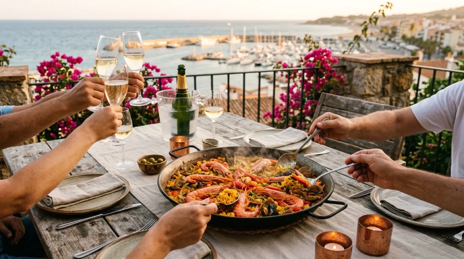 Celebració familiar amb paella a la terrassa