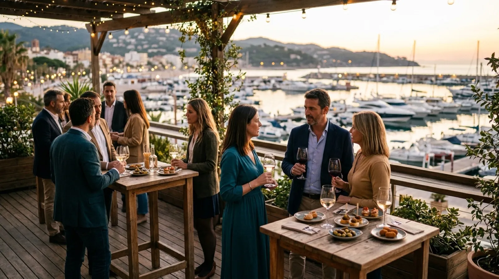 Recepció corporativa a la terrassa amb vista al port